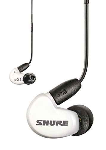 Shure SE215 Wired Sound Isolating Earbuds, Clear Sound, Single Driver, Secure in-Ear Fit, Detachable Cable, Durable Quality, Compatible with Apple & Android Devices - White - White - Gen 2 - Earphones