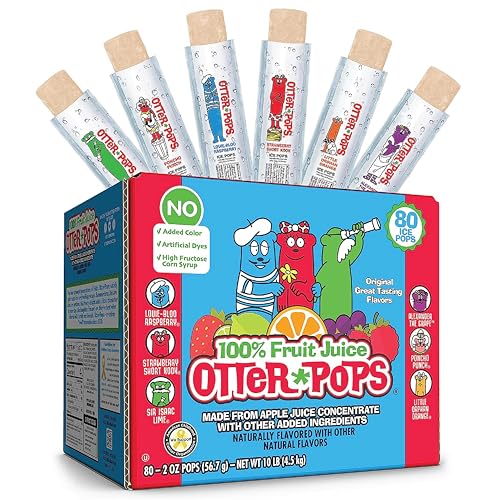 Otter Pops Freezer Bars, 100% Fruit Juice Ice Pops, Original Flavors (80ct – 2oz bars) - 80 Count (Pack of 1)