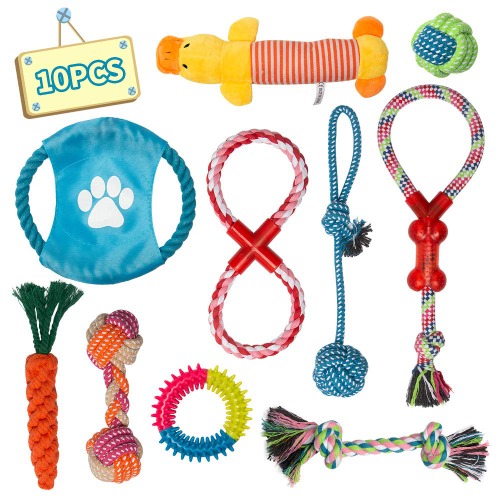 Labeol Dog Toys Puppy Toys from 8 Weeks Puppy Chew Toys Natural Cotton Interactive 10Pcs Dog Rope Toys Indestructible Tough Puppy Chew Toys for Small Puppy Strong Dogs