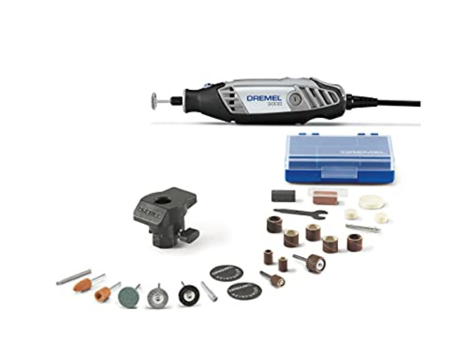 Dremel 3000-1/24 Variable Speed Rotary Tool Kit - 1 Attachment & 24 Accessories, Ideal for Variety of Crafting and DIY Projects – Cutting, Sanding, Grinding, Polishing, Drilling, Engraving - 25 Piece Kit