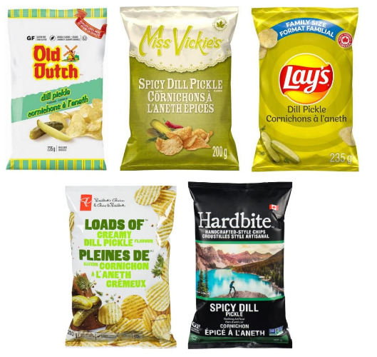 Over 2lbs of Canadian Dill Pickle chips (5ct) variety pack | Dill Pickle Canadian | Canadian Snacks | Canadian Gift - by Snowbird Sweets… (Dill Pickle) - 
