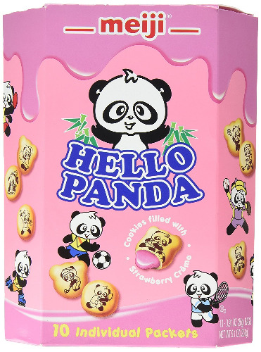 Meiji Hello Panda Family Pack Cookies, Strawberry, 9.1 oz (10 Individual Packets) - Strawberry 0.91 Ounce (Pack of 10)