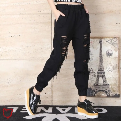 Grunge Joker Ripped Pants - Black / XL