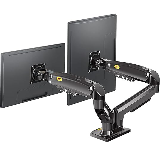 NB North Bayou Dual Monitor Desk Mount Stand Full Motion Swivel Computer Monitor Arm for Two Screens 17-27 Inch with 4.4~19.8lbs Load Capacity for Each Display F160 - BLACK - 17''-27'' Dual Arms