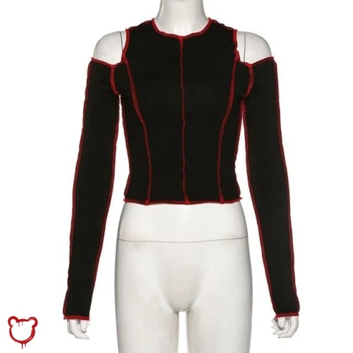 Black Patchwork Top - black / L