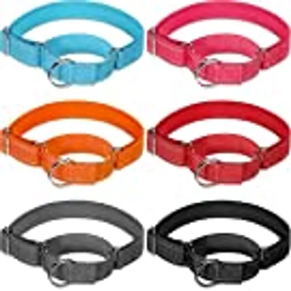 6 Pcs Martingale Collar for Dogs Reflective Dog Collar with Metal Buckle Adjustable Nylon PET Collar Prevent Slipping Out Puppy Collars for Dog (Sky Blue, Red, Orange, Pink, Gray, Black, Large)