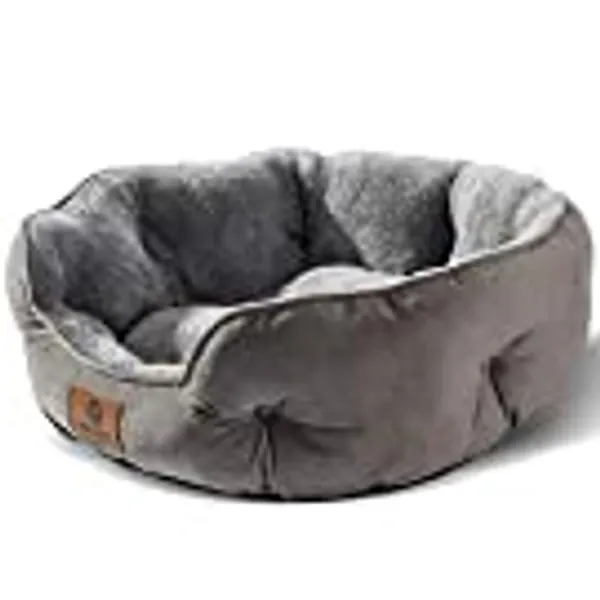 Asvin Medium Dog Bed for Medium Dogs, Large Cat Beds for Indoor Cats, Pet Bed for Puppy and Kitty, Extra Soft & Machine Washable with Anti-Slip & Water-Resistant Oxford Bottom, Grey, 25 inches