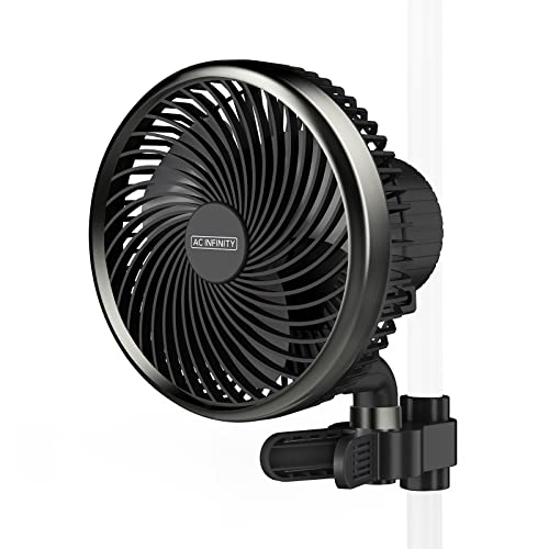 AC Infinity CLOUDRAY A6, Grow Tent Clip Fan 6” with 10-Speeds, EC-Motor, Weatherproof IP-44, Manual Swivel, Quiet Hydroponics Circulation Cooling - Black