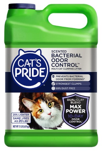 Cat's Pride Max Power Clumping Multi-Cat Litter 15 Pounds, Bacterial Odor Control - Bacterial Odor Control