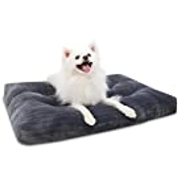 Dog Crate Bed Washable Dog Beds for Small Dogs Deluxe Thick Flannel Fluffy Comfy Kennel Pad Anti-Slip & Anti-Scratch Pet Sleeping Mat, 23 x 18 Inch, Gray