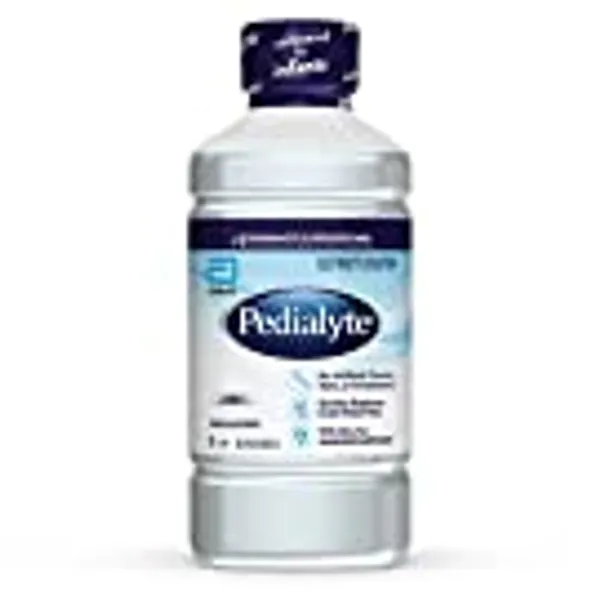 Pedialyte Electrolyte Solution, Unflavored, Hydration Drink, 33.8 Fl Oz. (Pack of 4)