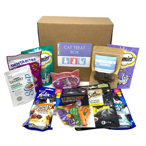 Hamper Filled With Cat Treats And Toys.