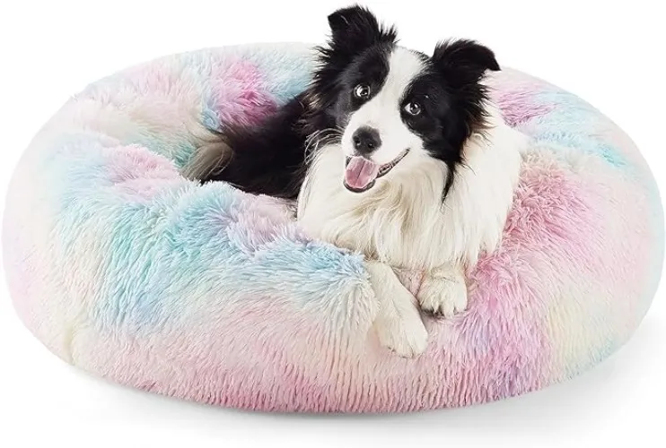 StormHero Dog Bed Calming Pet Bed, Anti Anxiety Cozy Pet Bed Plush Cuddler Soft Puppy Sofa, Cat Cushion Machine Donut Anti Anxiety Pet Cushion for Cat, Puppy, Medium Pet, 50cm, Grey