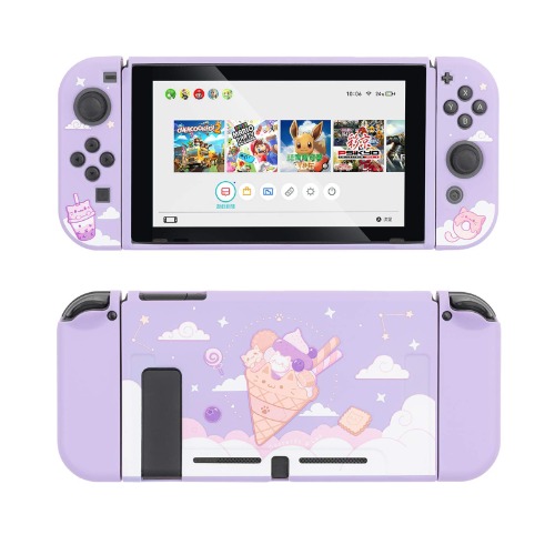 GeekShare Protective Case for Switch, Soft TPU Slim Case Cover Compatible with Nintendo Switch Console and Joy-Con (Ice Cream Cat) [video game]
