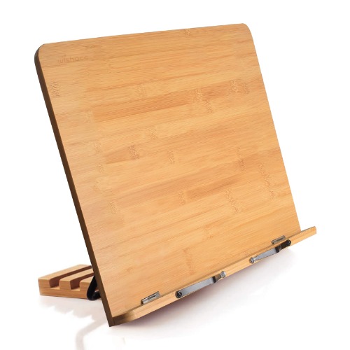 Bamboo Book Stands,wishacc Extra Large ( 19.68 x 14 inches ) Book Holders Recipe Stand for Reading Hands Free - 19.68 x 14 inches