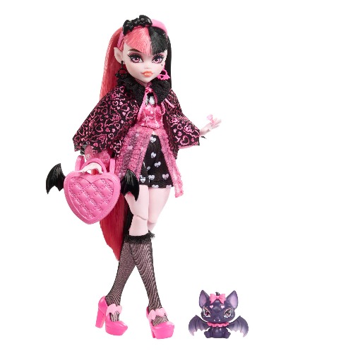 Monster High Doll, Draculaura with Accessories and Pet Bat, Posable Fashion Doll with Pink and Black Hair​​​​ - 