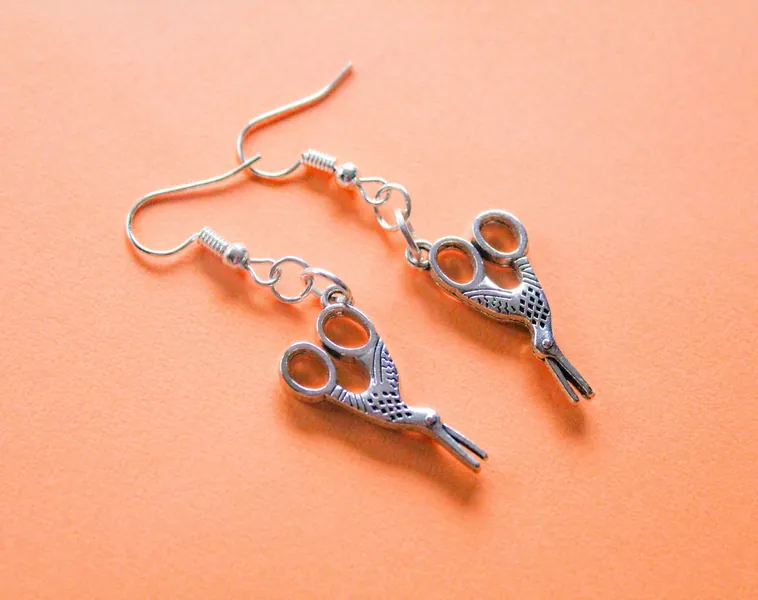 Over the Garden Wall Bird Scissors Earrings, Hypoallergenic OTGW, Handmade Silver Sewing Scissors Earrings