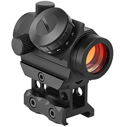 MidTen 2MOA Red Dot Sight 1x25mm Reflex Sight Waterproof & Shockproof & Fog-Proof Red Dot Scope with 1 inch Riser Mount - Black