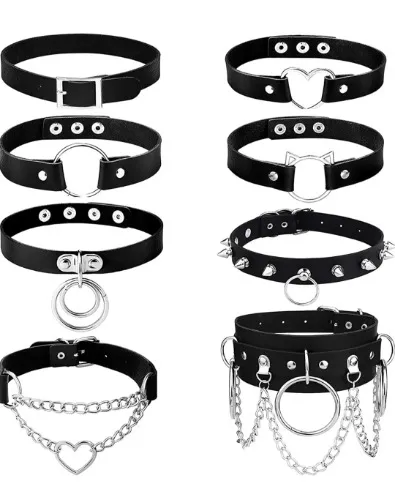 JeryWe 8 Pcs Punk Leather Choker Necklaces Set Gothic PU Necklace Adjustable Love Heart Spiked Vintage Black Soft Collar Chain Choker for Women : Amazon.ca: Clothing, Shoes & Accessories