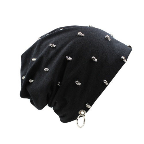 Skull Beanie Hat - Black