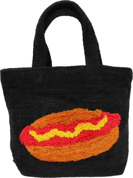 Global Village Tote Bag Chenille Tuft Hot Dog 540867