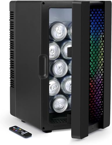 KELL HOME 10 Liters Game Mini Fridge, 10 Cans Cooler Beverage Refrigerator(Black) - Black
