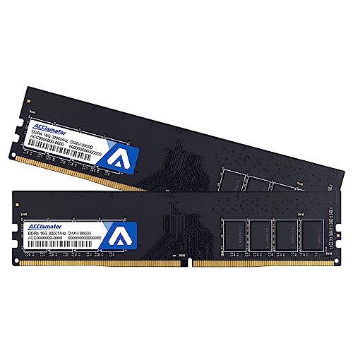 32GB DDR4 Ram 3200MHz (16GB×2，PC4-25600) 1.2V Desktop (DIMM) Computer Memory CL22 (Applicable to Intel platform，Not compatible with AMD APU series) Acclamator - 2 Pack - 16GB-3200×2 - Desktop Black