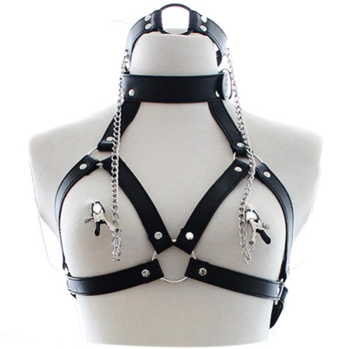 Sex Bondage UTIMI Nipple Clamp SM Chest Harness Breast Clamp Neck Collar Restraint for Sex Game - 
