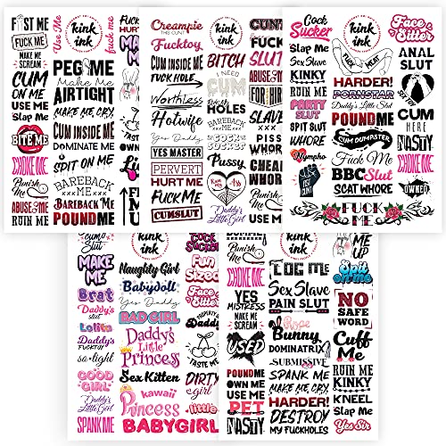 Kink Ink - 144 x Sexy Naughty Hardcore Words and Phrases Temporary Tattoo Kinky Sticker