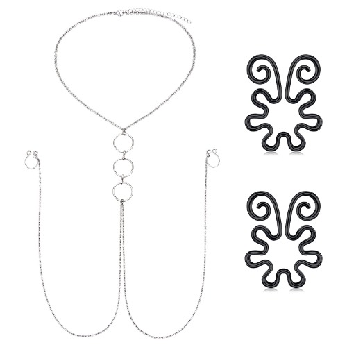 D.Bella Fake Nipple Piercing with Chain Fake Nipple Rings for Women Sexy Non Piercing Nipple Ring with Necklaces Adjustable Nipple Noose Fake Nipple Ring Non Piercing Nipple Jewelry - Style A