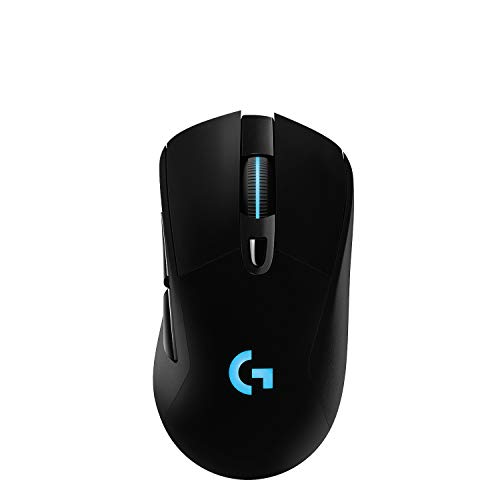 Logitech G703 Lightspeed Wireless Gaming Mouse W/Hero 25K Sensor, PowerPlay Compatible, Lightsync RGB, Lightweight 95G+10G Optional, 100-25, 600 DPI, Rubber Side Grips - Black - Mouse