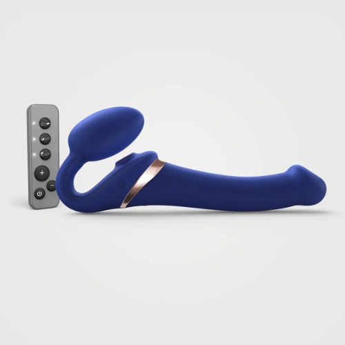 Multi Orgasm Bendable Strap-On Dildo - Blue / Medium
