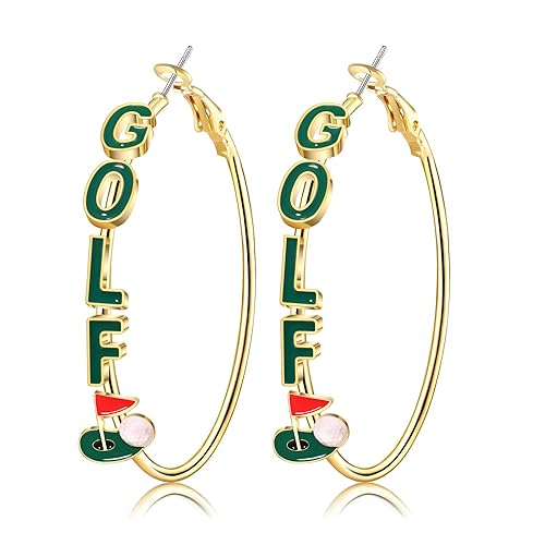 Golf Hoop Earrings for Women Golf Ball Tee Bag Cart Earring Statement Golf Themed Earrings Putting Green Earrings Sport Game Day Golf Accessories Outfits Jewelry Gifts - Style A