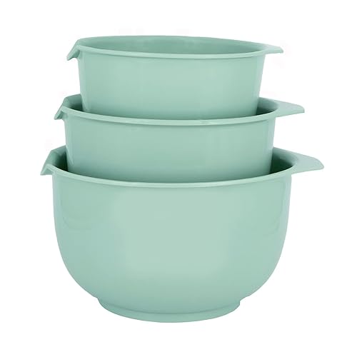 GLAD Mixing Bowls with Pour Spout, Set of 3 | Nesting Design Saves Space | Non-Slip, BPA Free, Dishwasher Safe Plastic | Kitchen Cooking and Baking Supplies, Sage Green - Sage Green