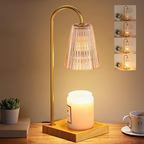 Candle Warmer Lamp with Timer - Candles Gifts for Women, Dimmable Wax Melt Warmer Lamps for Jar Candles, Installation-Free Candle Warmer Lamp with 2 Bulbs for Home Decor - Amber