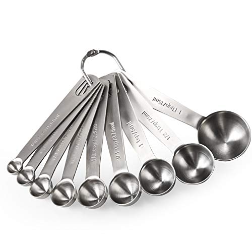 Measuring Spoons: U-Taste 18/8 Stainless Steel Measuring Spoons Set of 9 Piece: 1/16 TSP, 1/8 TSP, 1/4 TSP, 1/3 TSP, 1/2 TSP, 3/4 TSP, 1 TSP, 1/2 tbsp & 1 tbsp Dry and Liquid Ingredients - (07)--Spoons Set of 9