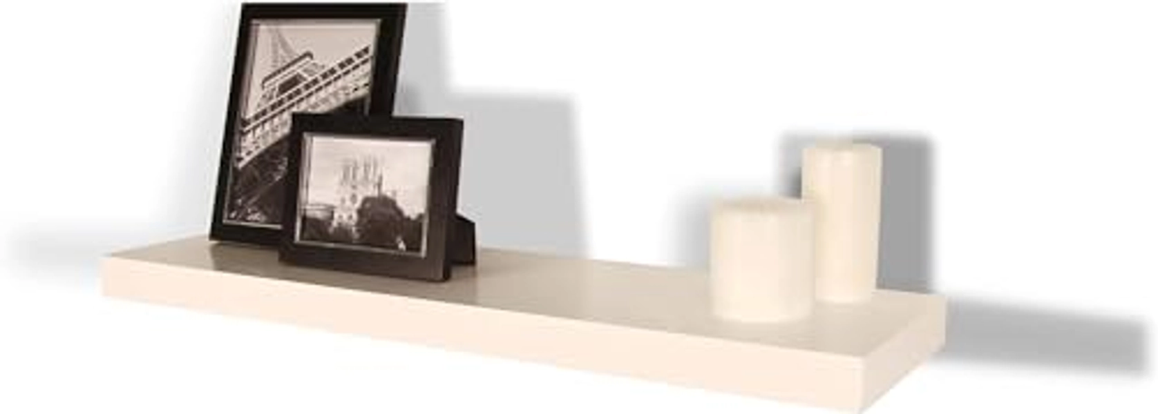 InPlace Shelving, White 0191408 35.4 in W x 10.2 in D x 2 in H Floating Wall Shelf with Invisible Brackets, x x