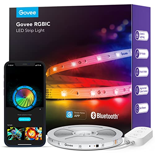Govee RGBIC LED Strip Lights, Smart LED Lights for Bedroom, Bluetooth LED Lights APP Control, DIY Multiple Colors on One Line, Color Changing LED Strip Lighting Music Sync, 16.4ft - 16.4ft