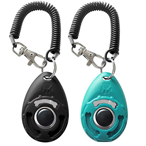 HoAoOo Pet Training Clicker with Wrist Strap - Dog Training Clickers (New Black + Blue) - New Black + Blue