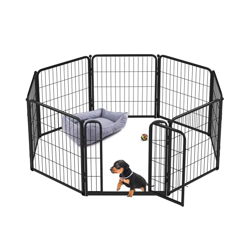 FXW Dog Playpen Designed for Indoor Use, 24" Height for Puppy and Small Dogs│Patent Pending - 24"High (Black) - 08 Panels