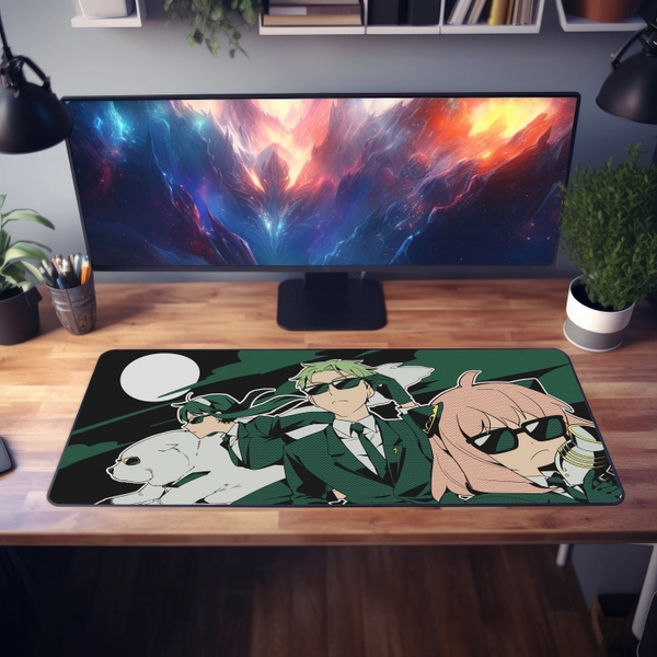 Stylish Spy x Family Desk Mat | Iconic Sunglasses Design | Celebrate Anime Espionage & Family Ties