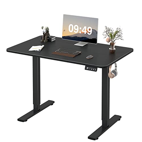 Furmax Electric Height Adjustable Standing Desk Large 40 x 24 Inches Sit Stand up Desk Home Office Computer Desk Memory Preset with T-Shaped Metal Bracket, Black - Black - 40 Inch