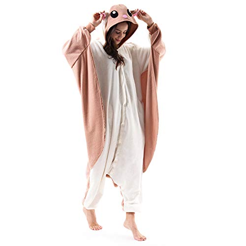 Beauty Shine Unisex Adult Onesie One Piece Pajamas Cosplay Cartoon Costume Halloween Christmas Sleepwear Jumpsuit Homewear - Small - Flying Squirrel