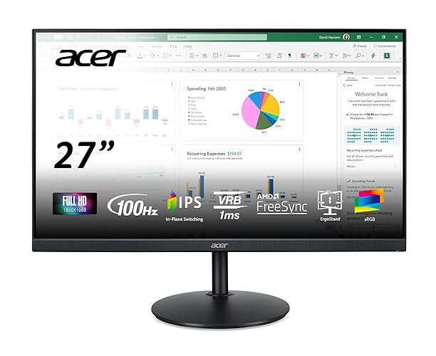 Acer CB272 Ebmiprx 27" FHD 1920 x 1080 Zero Frame Home Office Monitor | AMD FreeSync | 1ms VRB | 100Hz | 99% sRGB | Height Adjustable Stand with Swivel, Tilt & Pivot (Display Port, HDMI & VGA Ports) - 27-inch FHD 100Hz