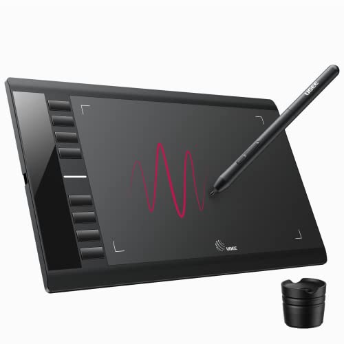 Drawing Tablet, New Upgrade UGEE M708 10 x 6 Inches Digital Graphics Tablet with 8 Hot Keys, 8192 Levels Pressure Battery-Free Pen Stylus, Compatible with Windows/Mac/Android/Chromebook/Linux - 10inch - wire
