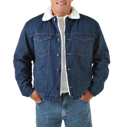 Wrangler Mens Denim Western Jacket - XX-Large - Denim/Sherpa