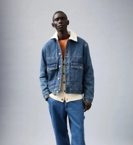 Lined Borg-collar Denim Jacket - Denim blue - Men | H&M US