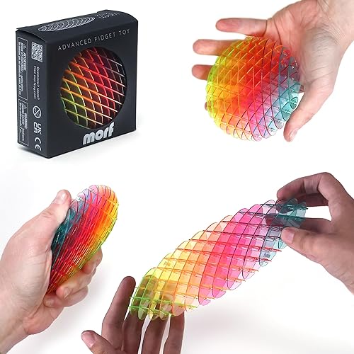 Morf Fidget Worm Toy - Desk Fidgets for Adults - Cool Satisfying Worm Fidget Sensory Toys - Fun and Interactive Morf Fidget Toy for Kids - USA Patent Pending Morf Figgy Toys - Small - 12 x 12 - Rainbow - Small