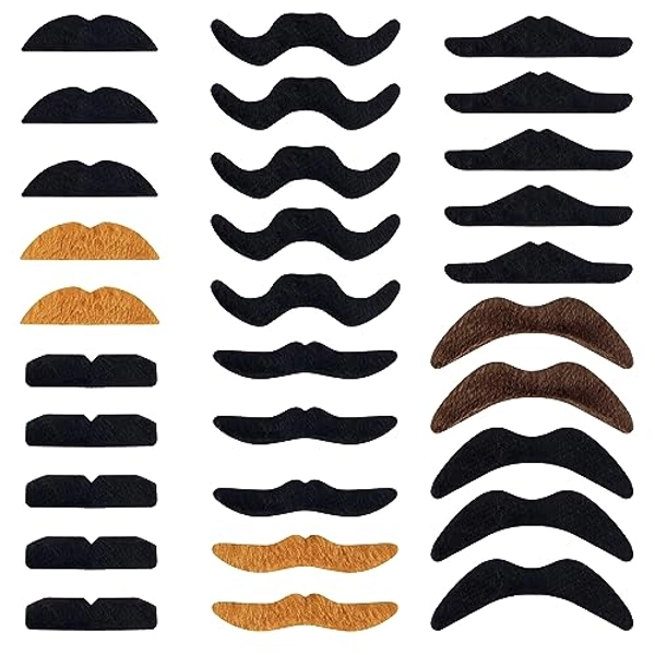 60 PCS Fake Mustaches, Self Adhesive Novelty Mustache Fake Beard Party Supplies for Costume and Masquerade Halloween Festival Party