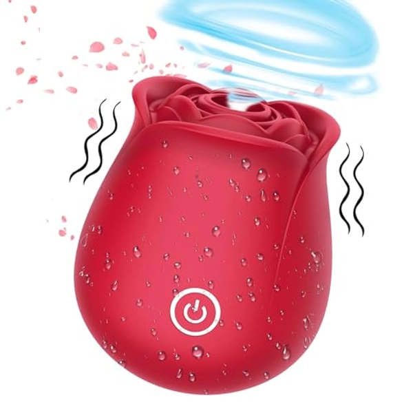VINGEM Sucking Rose Toys, Rose Vibrator for Women, Rechargeable & Waterproof Sex Toys, Adult Pleasure Stimulator, Red - Red